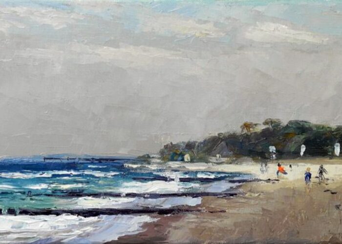 Strand von Kühlungsborn, Thomas Freund, Öl auf Leinwand, 20 x 50 cm¸ 2024