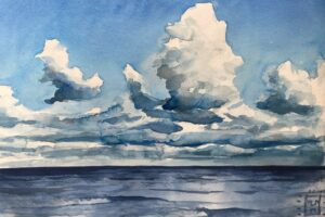 Wolken über dem Meer - Thomas Haubold, Aquarell auf Papier